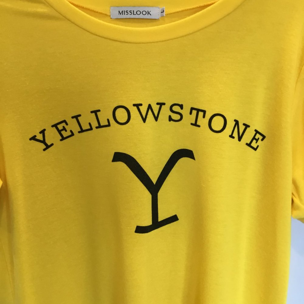 Mislook Unisex Yellowstone Dutton Ranch Brand Logo Tee Yellow Size Men's Large - Picture 4 of 10
